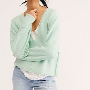 Free People 100% Cashmere Mint Green Sweater